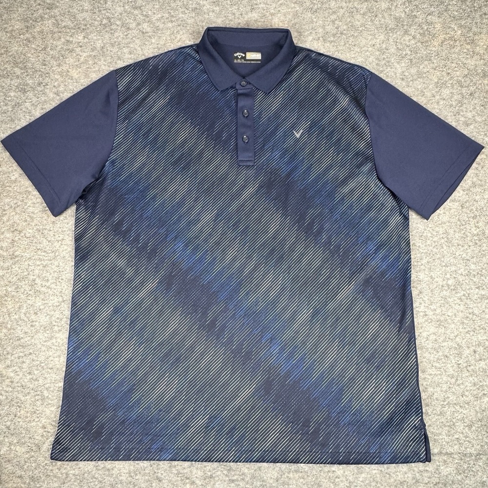 Callaway Opti Dri Golf Polo Shirt Striped Blue Mens XL